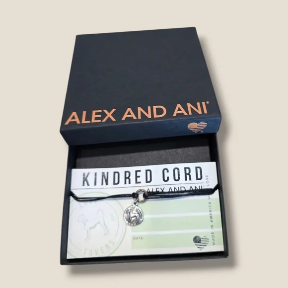 Alex and Ani Kindred Cord Bracelet - Black with Silver Charm - Picture 1 of 3